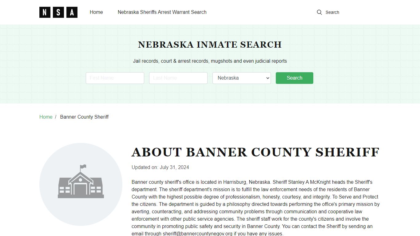 Banner County Sheriff and County Jail Information